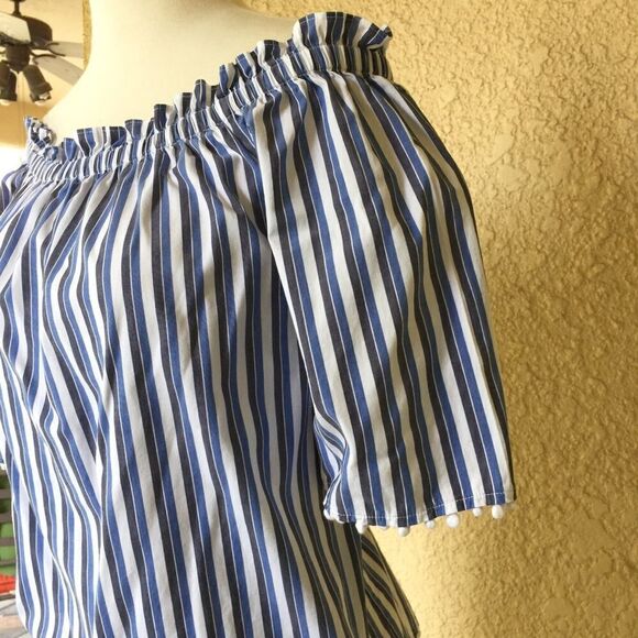 Trina Turk Striped Off the Shoulder‎ Top S - Picture 5 of 8